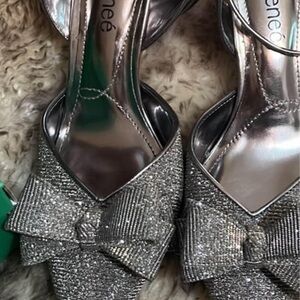 J.Renee Silver Glitter Bow Heels